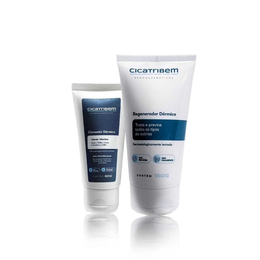 Cicatribem Kit Pele Perfeita Regenerador Dérmico 150g & Clareador Dérmico 60g para Estrias e Manchas