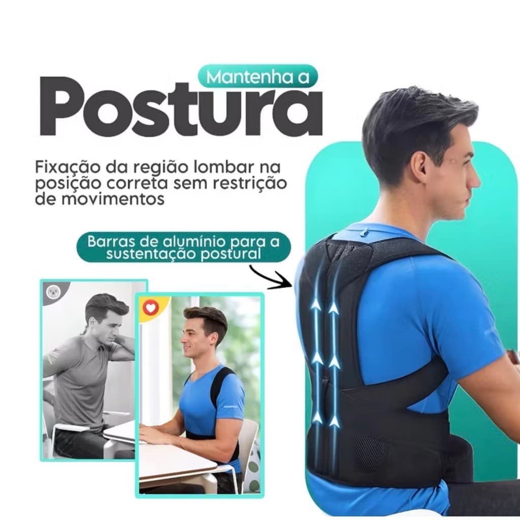 Cinta Colete Unissex Reforçada Corretor Postural Coluna Lombar Envio 24hrs