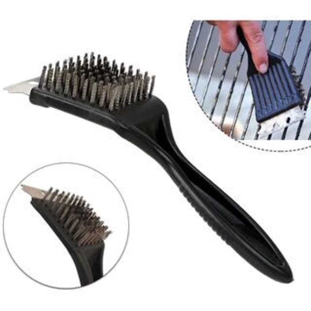 Escova Limpa Grelha Original Line Com Raspador Para Churrasqueira Chapa 2 em 1