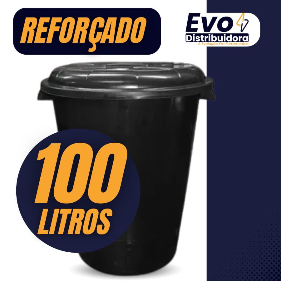 Cesto de Lixo Lixeira Cestao 100 Litros Reforçado Preto