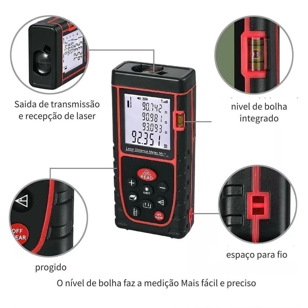Medidor de distância a laser de alta precisão de 40m m/in/ft/ft+in ALEX