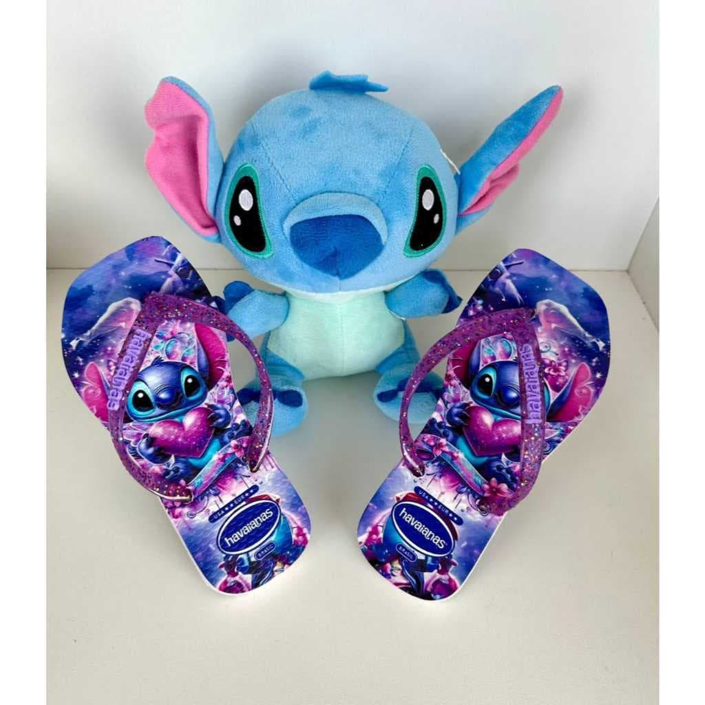 Chinelo Infantil Desenho Stitch Glitter Infantil  Macio Lindo
