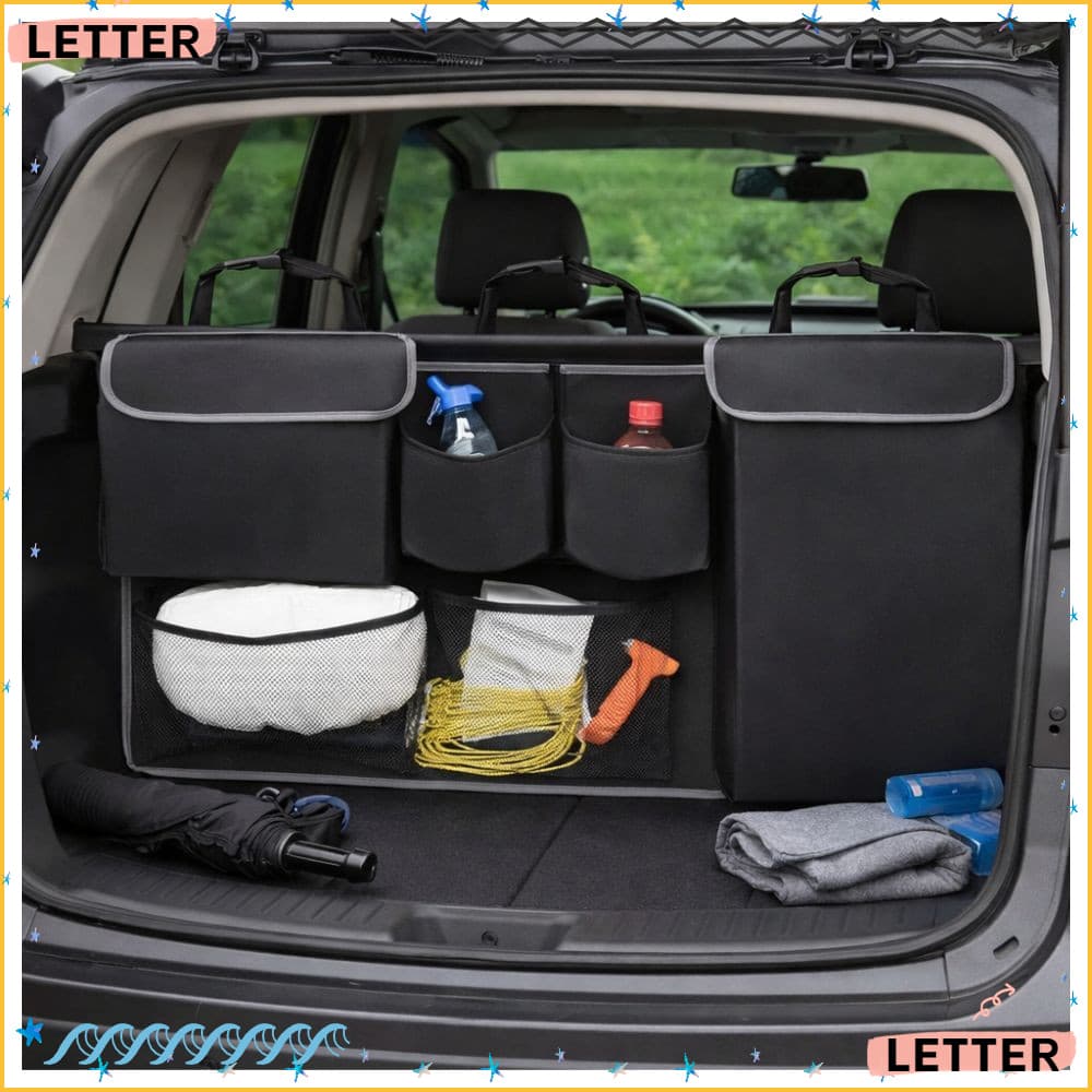 Organizador De Porta-Malas LETTER SUV , Bolsa De Armazenamento De Carro De Pano Com Design Dobrável , Vários Bolsos