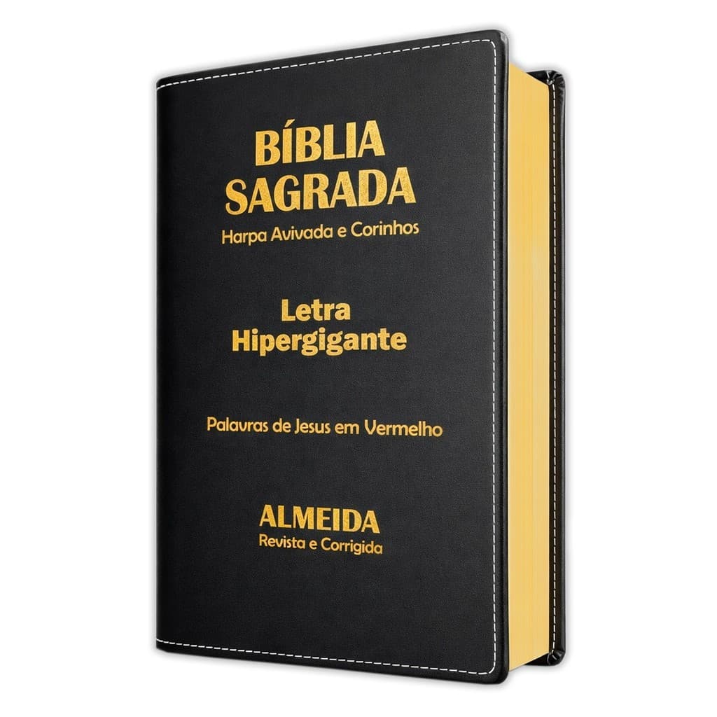 Biblia Letra Hipergigante Luxo Preta com Harpa 14x21cm