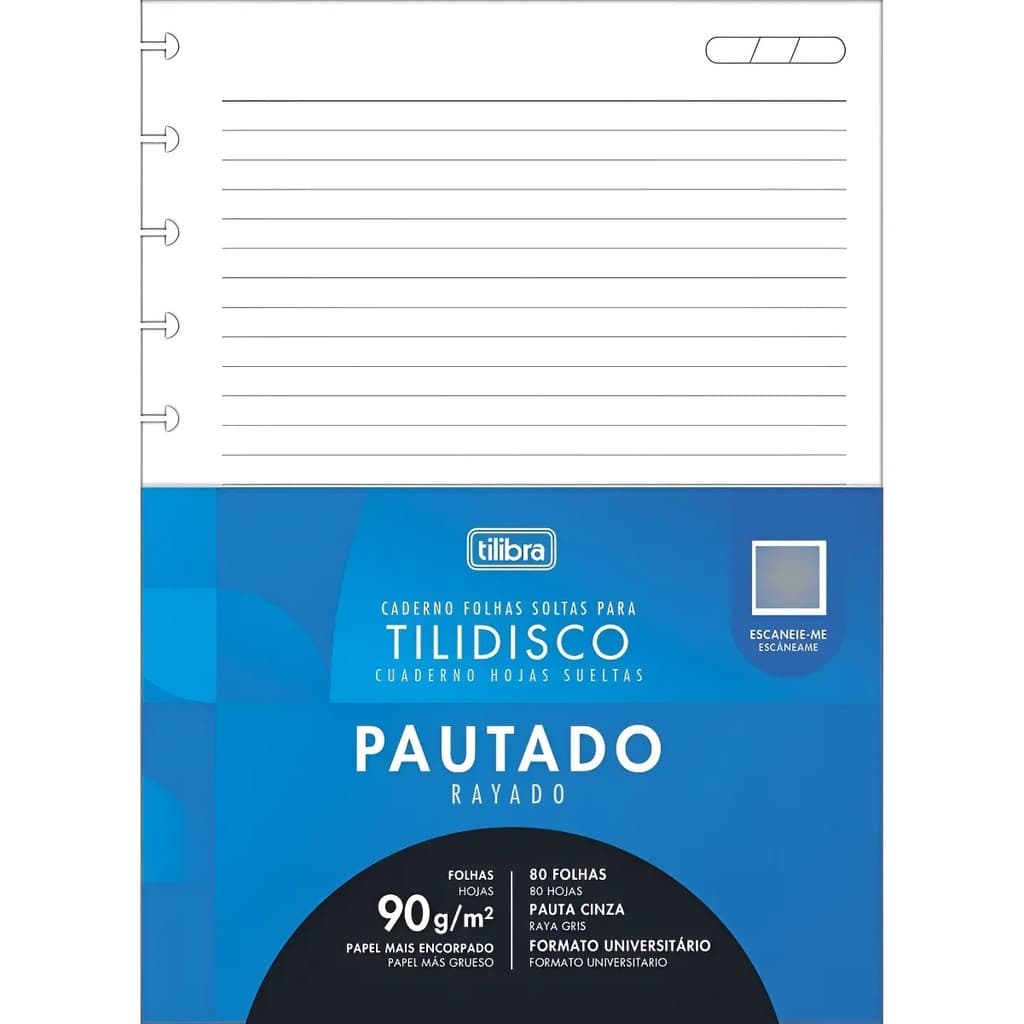 Bloco Refil De Caderno Tilidisco 90g Universitário Tilibra 80 Folhas