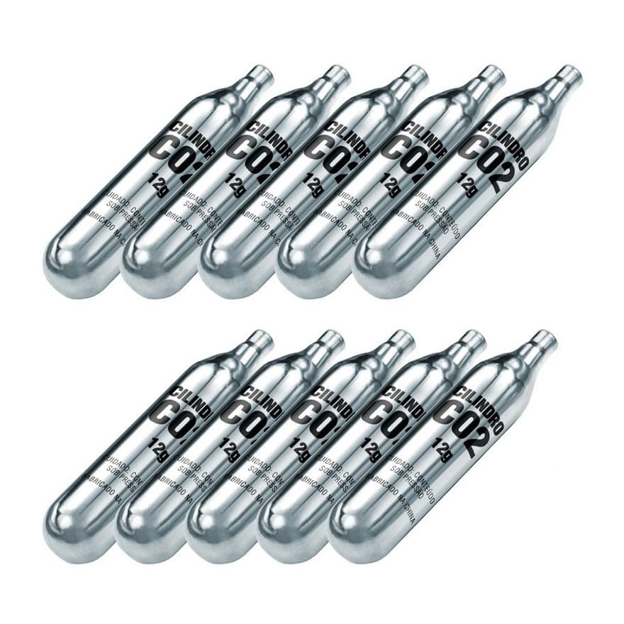 Kit 10 Cápsulas Cilindro Co2 12g Pistola Carabina Arma Pressão Airgun Airsoft Paintball