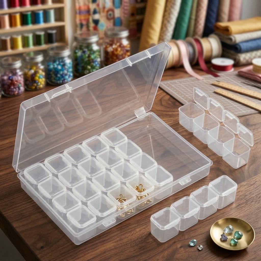 Caixa Organizadora Estojo 28 Divisórias 17.5x11x3cm Transparente