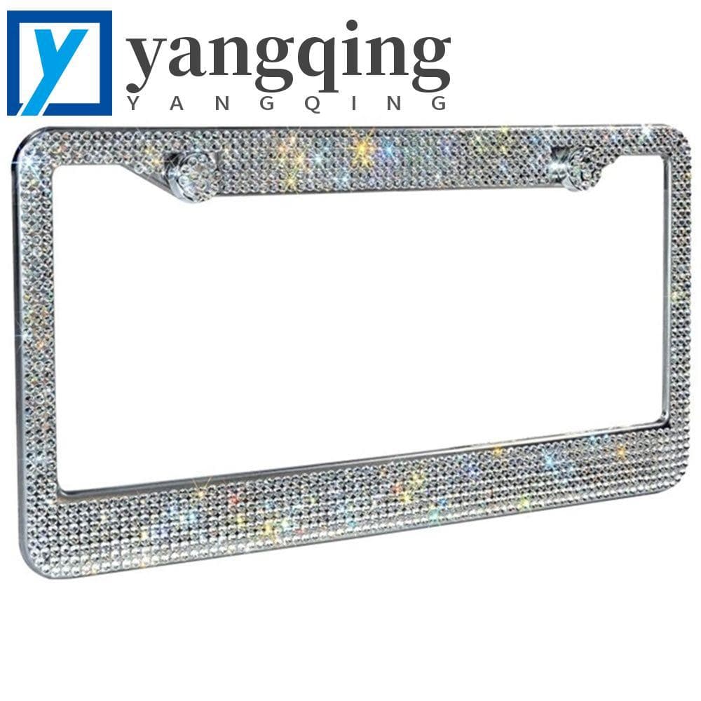 YANGQING Quadro De Placa De Licença Feminino Artesanal Para Canadá Strass Aço Inoxidável Luxo Bling