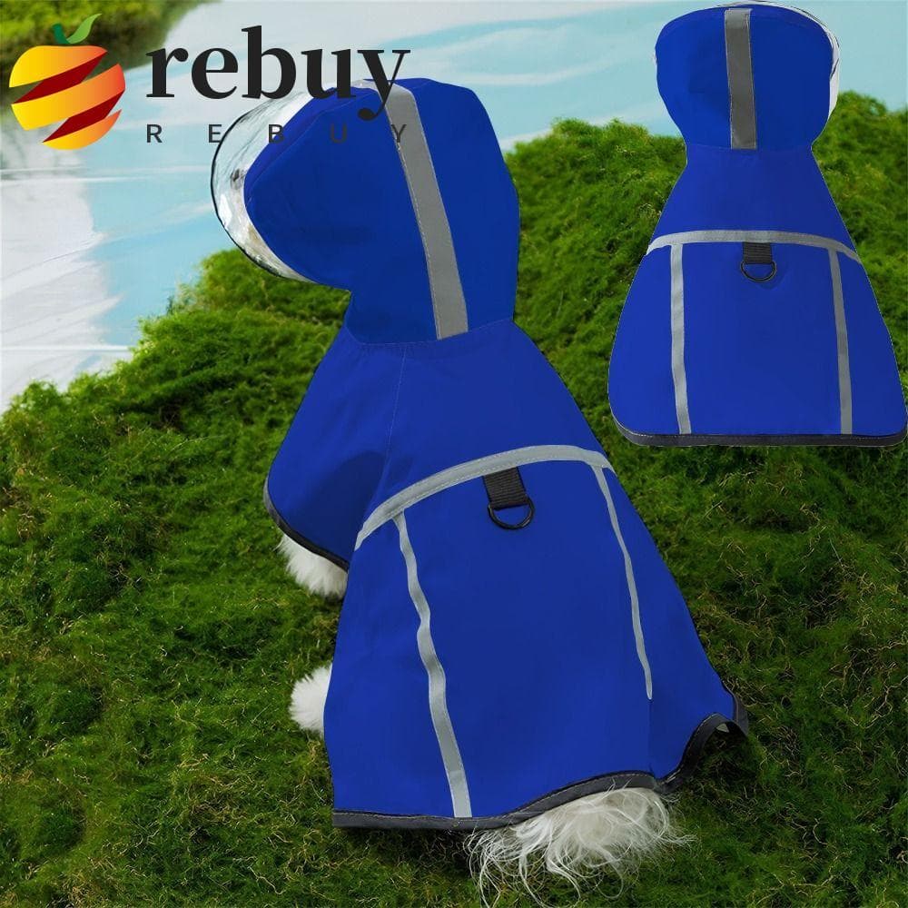 REBUY1 Capa De Chuva Para Animais De Estimação , Poncho Com Capuz De Design Ajustável , Jaqueta Impermeável Reflexiva Fá