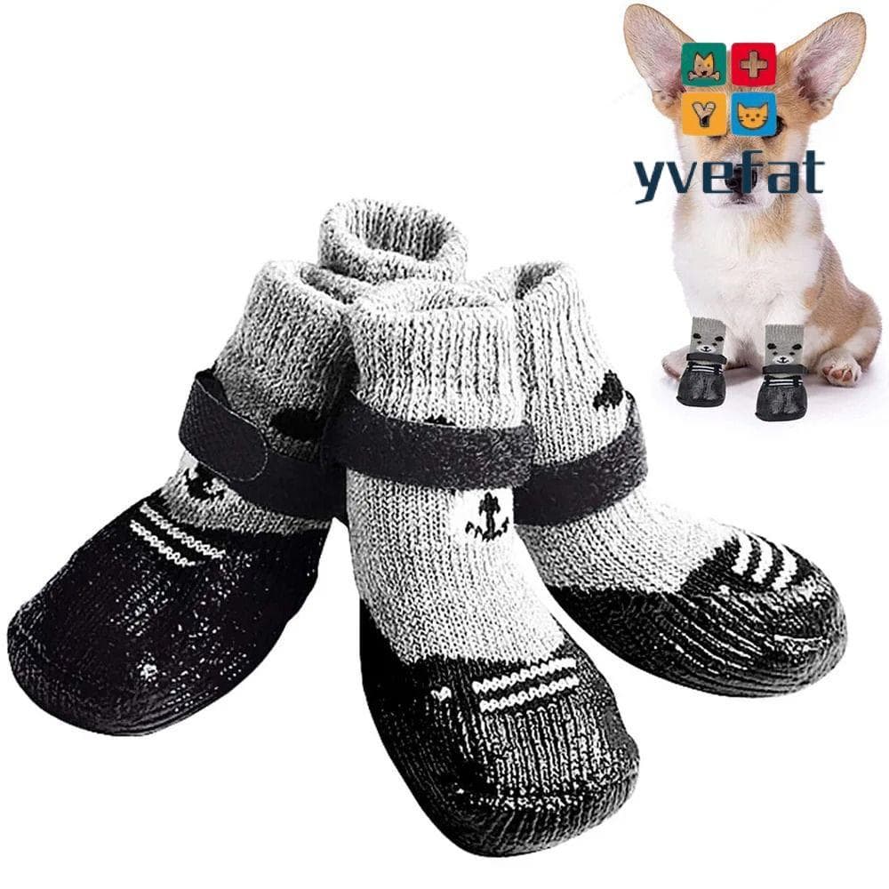 YVEFAT Meias De Borracha Para Cães E Gatos , Botas De Neve De Chuva Impermeáveis Animais De Estimação , Com Cordão Ajust