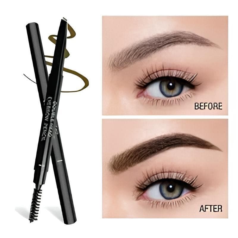 Caneta de Sobrancelha Profissional Dupla com Escova + Ponta Triangular Giratória