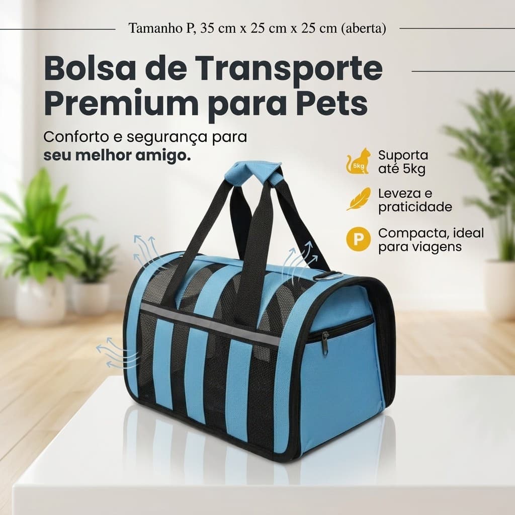 Bolsa Mala Transporte Pet Cachorro Gato Viagem Avião Material Respiravel Tamanho M  35x25x25