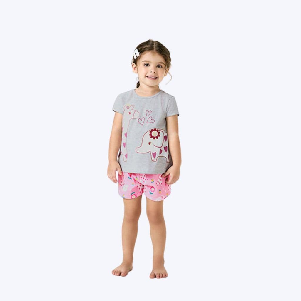 Pijama Brilha No Escuro Manga Curta Infantil Menina Kyly 1001141 Mescla