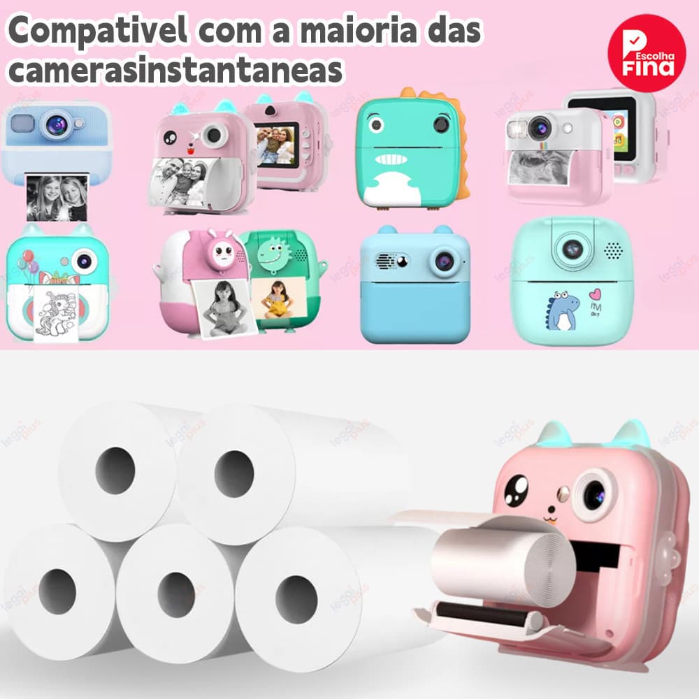Kit 30 Rolos Refil Papel Câmera Instantânea Mini Impressora Portátil Térmica Etiqueta Maquina Fotográfica Que Imprime