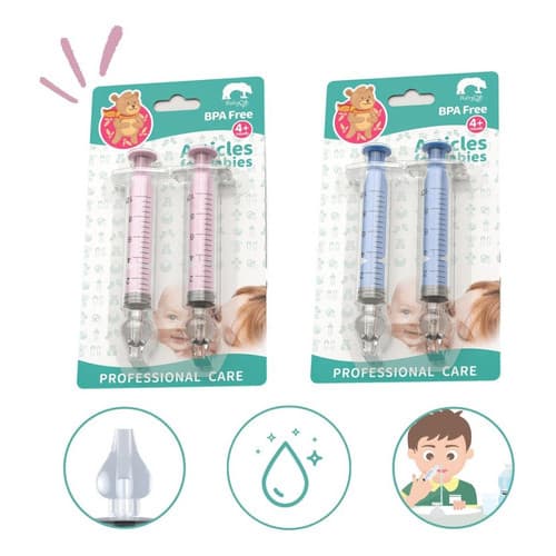 Seringa Lavagem Nasal Infantil Bico Silicone Macio Kit 02 Bebê Limpeza Nariz Reutilizável Irrigador Seguro Higiênico