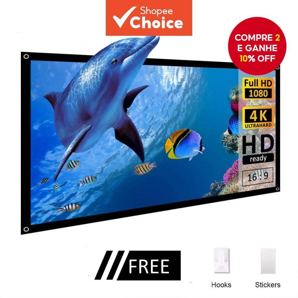 Tela De Projetor Fina Simples SALANGE 3D HD 60-100 Polegadas 16 : 9 Filme Portátil Para Viagens De Escritório