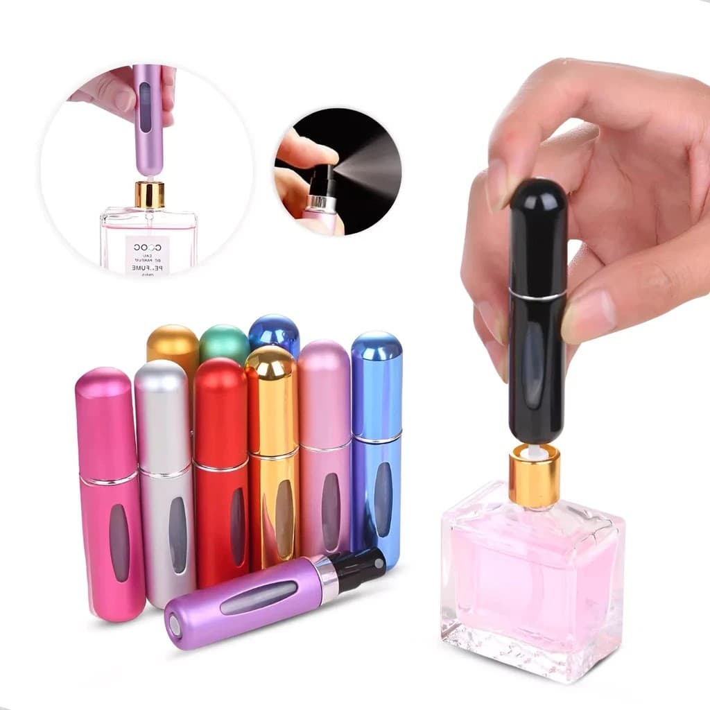 Escolha: 1 Unidade ou Kits (3, 5, 10 Peças) Atacado-Porta Perfume 5ml Recarregável Spray de Bolso