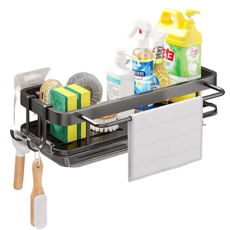 Kit ate 2 Organizador Alumínio Porta Detergente Condimentos Prateleira Suspensa Rack Suporte Cozinha