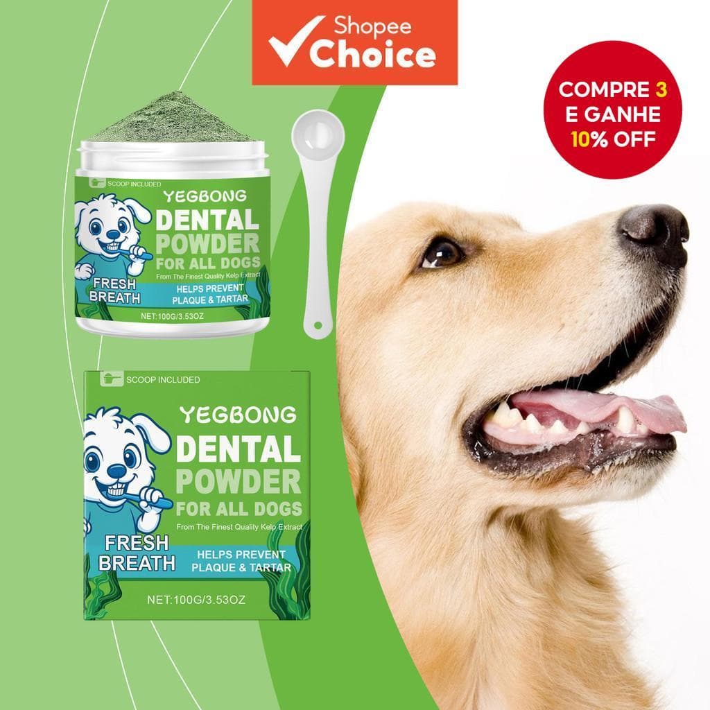 Pó De Limpeza De Dentes De Cachorro Com Algas Marinhas E Bicarbonato De Sódio 100g-Controle De Placa , Prevenção De Tárt