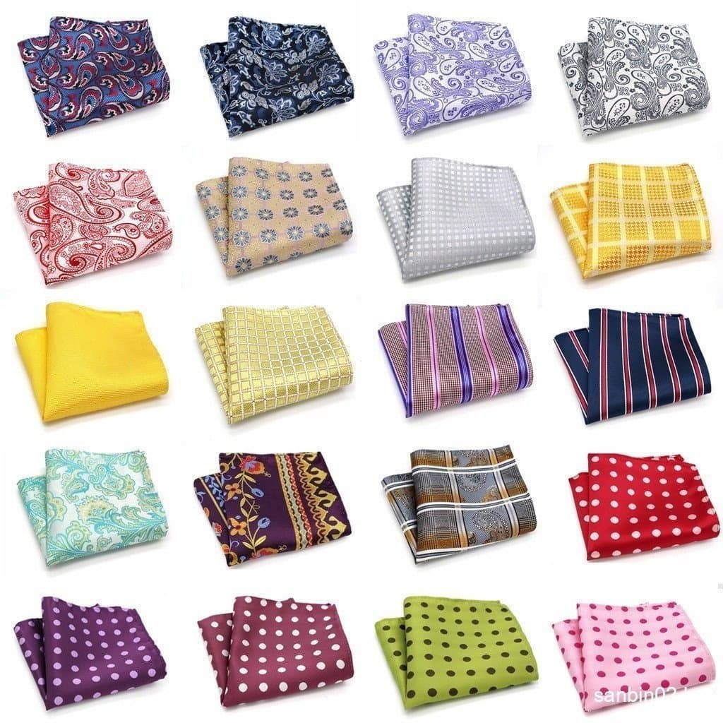 Luxo 25CM Bolso Masculino Lenço Quadrado Paisley Xadrez Listrado Bolinhas Terno Toalha De Peito Acessórios Para Festa De