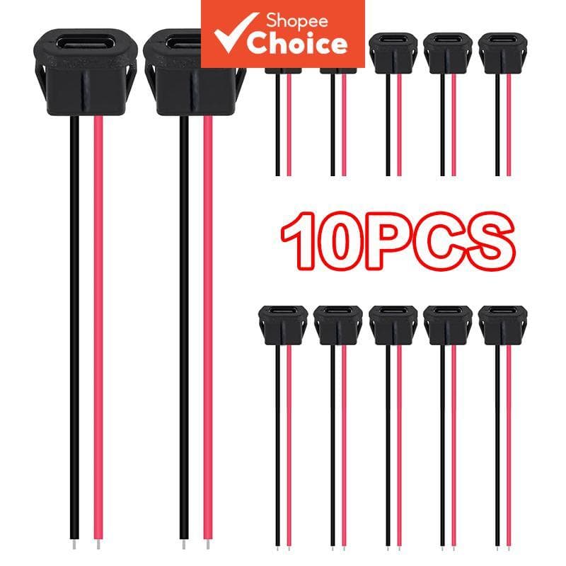  5 peças conector fêmea tipo C 2 pinos preto (sem terminal)