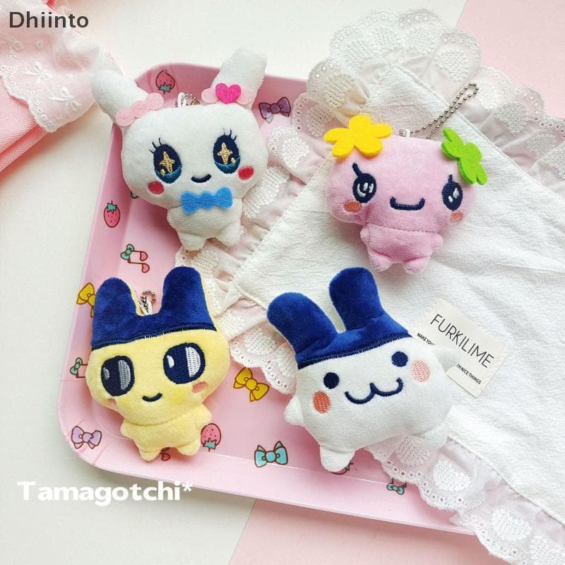 [Dhiint] Desenhos Animados Tamagotchi Anime Pingente De Pelúcia Criativo Kawaii Mametchi Mimitchi Boneca Chaveiro Bapa D