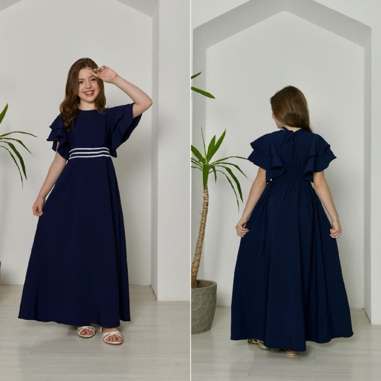 Vestido Longo Infanto Juvenil Feminino Evangélico Babado