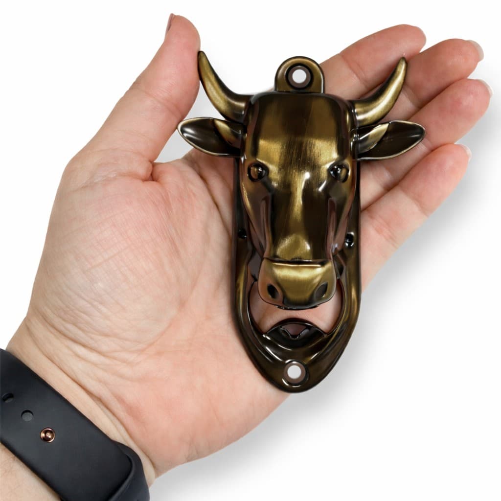 Abridor Garrafa ouro escovado Cerveja Bebidas Boi Animal 1 Peça + parafuso Decoração Utilidades