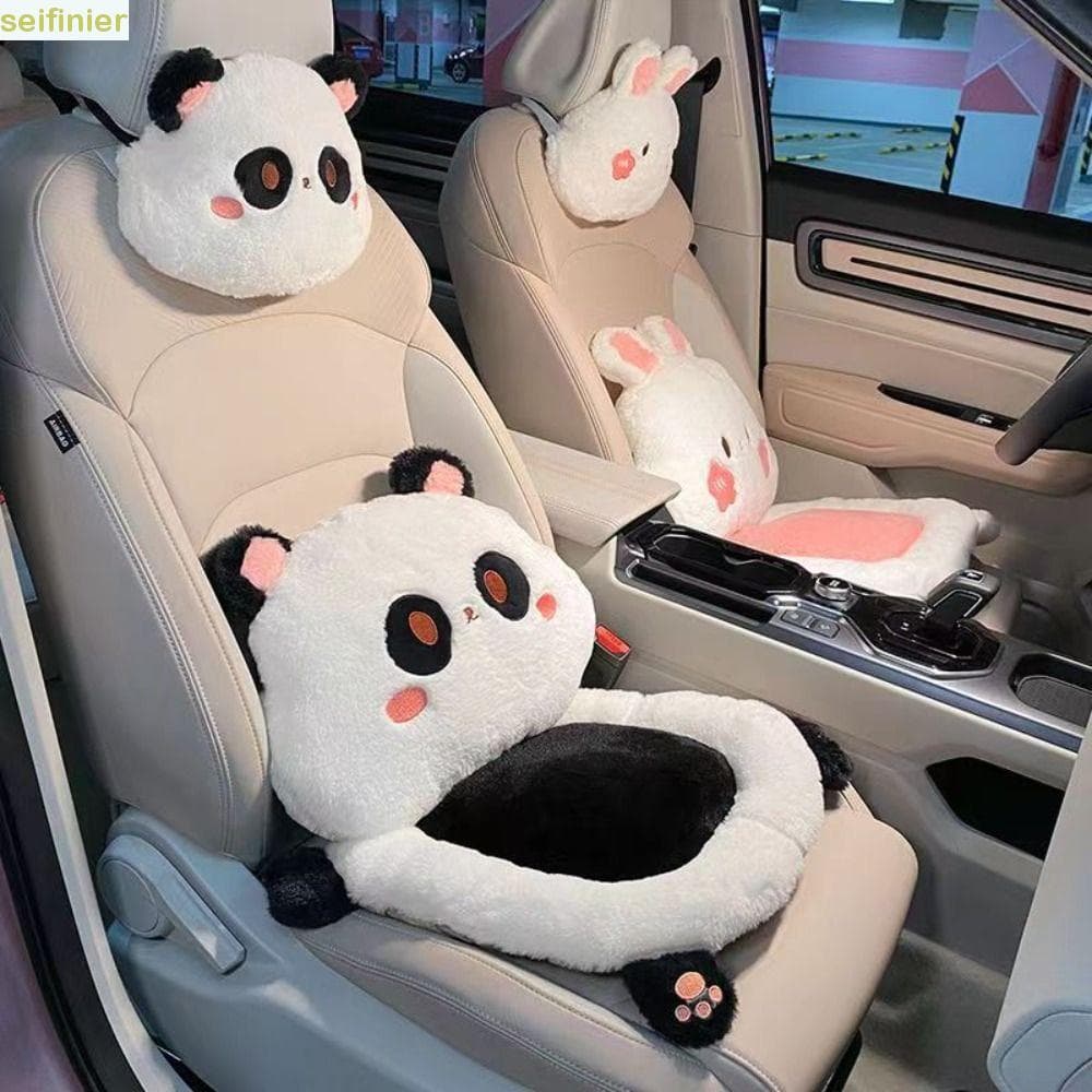SEIFINIER Suporte Lombar De Coelho De Pelúcia De Desenho Animado , Almofada De Assento Macia , Ergonômica