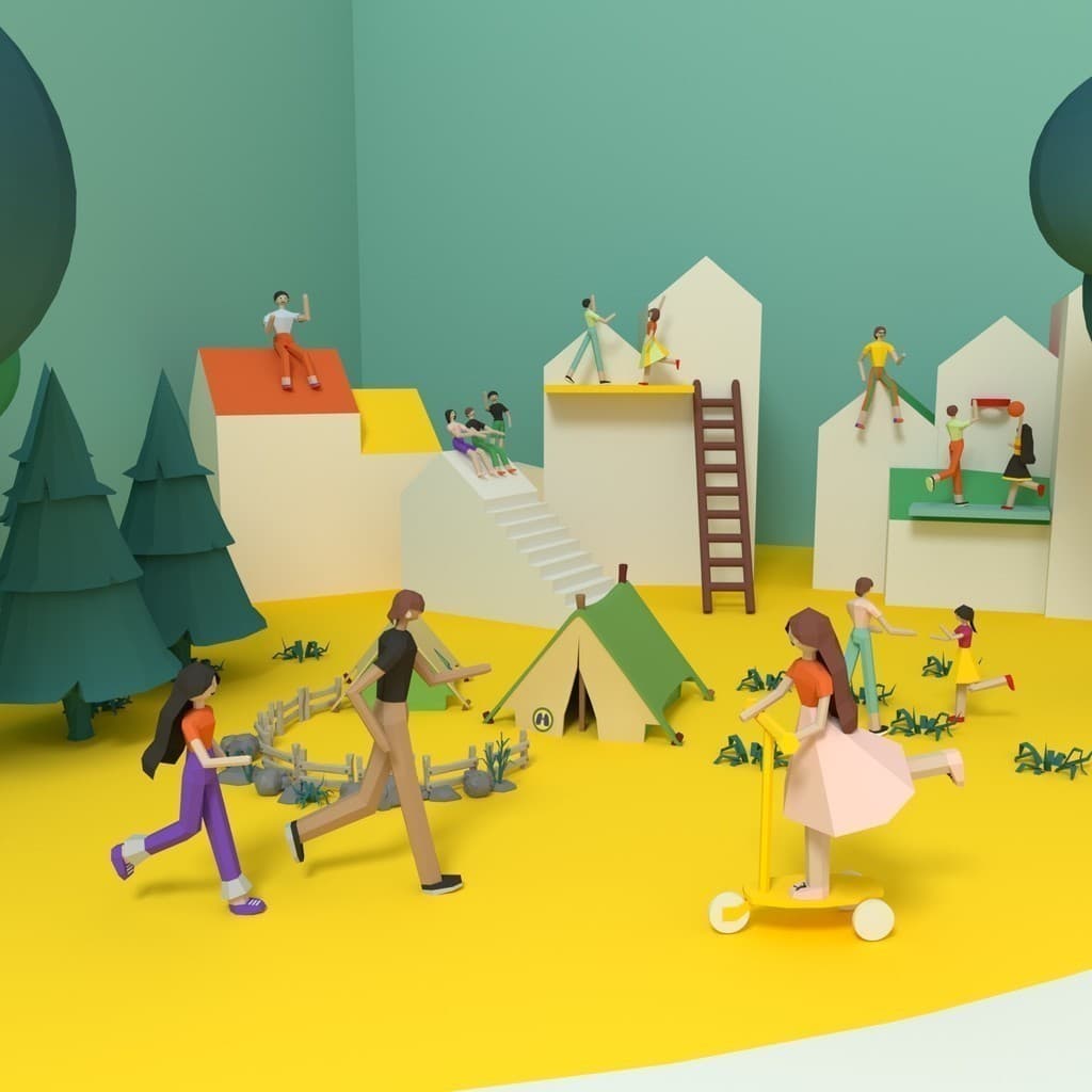 MOMO Modelo de papel tridimensional Meninos Meninas Jovens Personagens do Campus 3D Criativo Papel Artesanato Modelo Dec