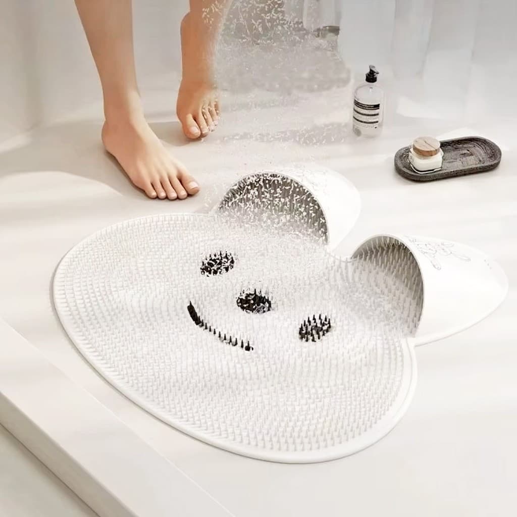 Tapete De Banho De Silicone Em Forma De Coelho Com Antiderrapante e Massagem Esfoliante
