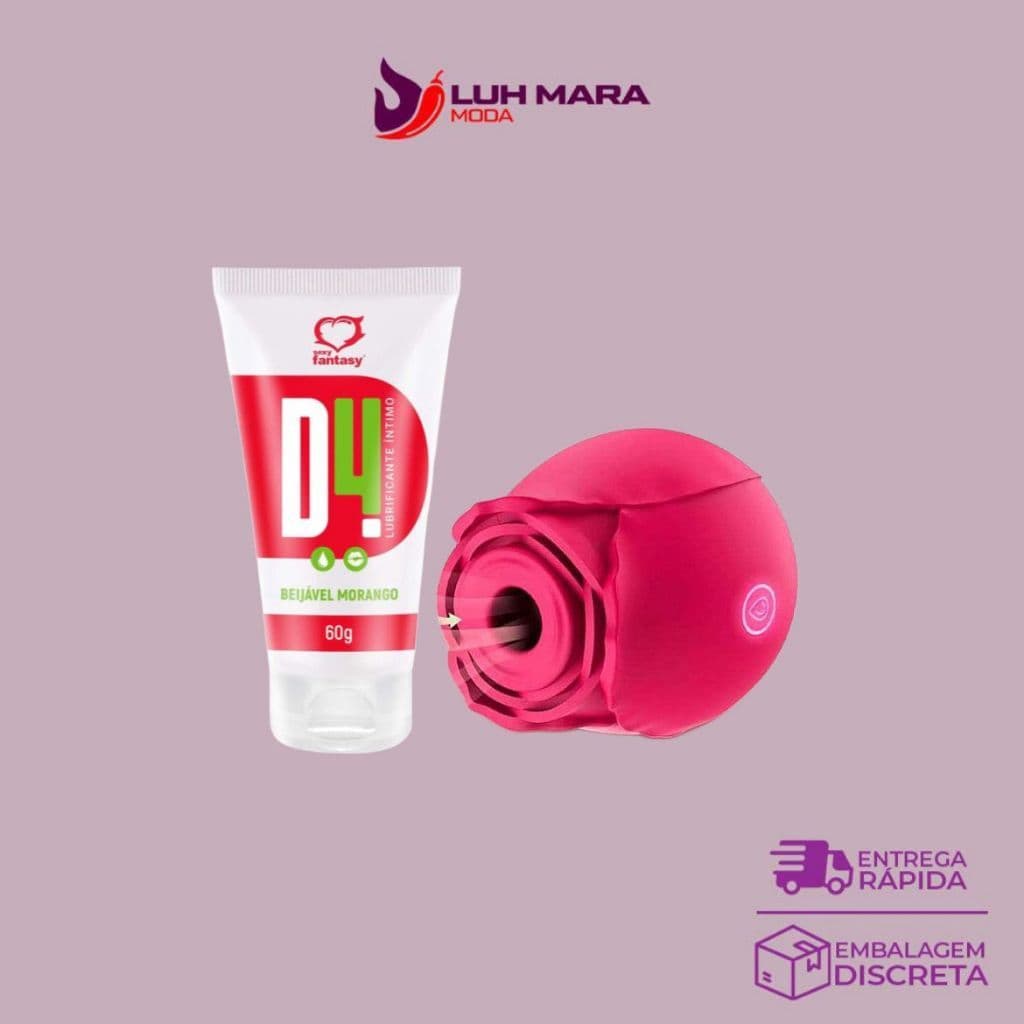 Kit Sexy Shop Momentos Quentes: Rosa Sugadora + D4 Lubrificante Beijável – Mais Prazer e Conforto Top