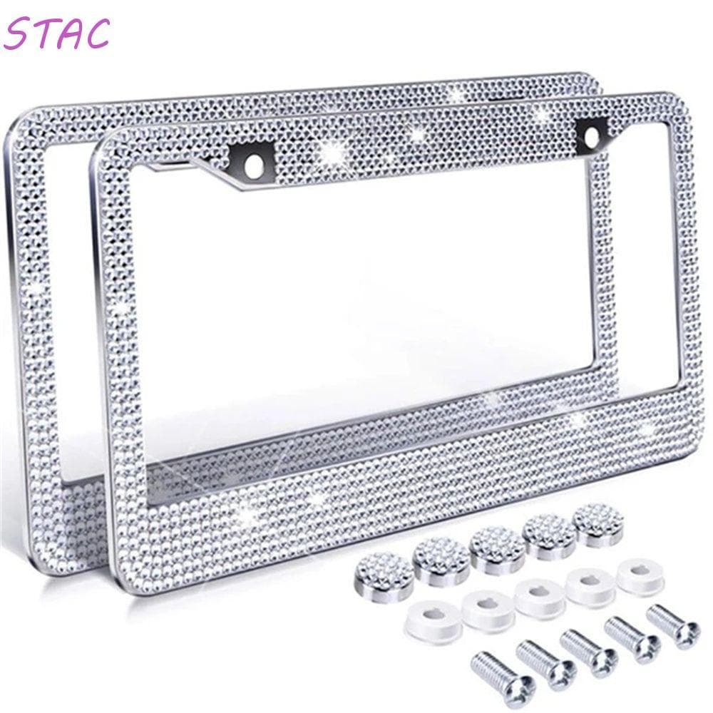 STAC Placa De Quadro De Carro Em Aço Inoxidável Strass Acessórios Artesanais Mulheres Luxo Bling Licença