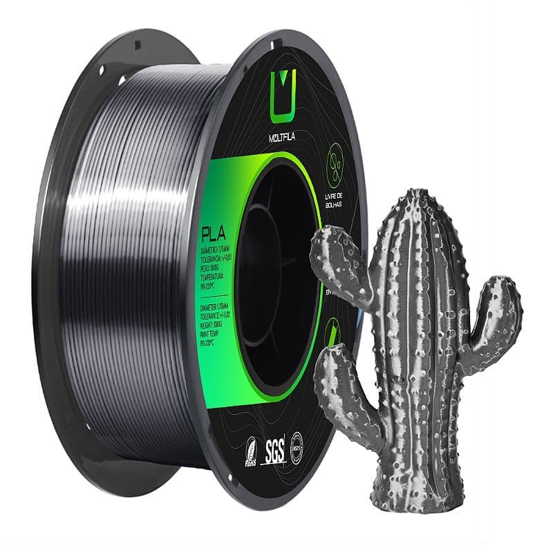 Filamento MultFila Impressora 3D PLA Silk Preto Chumbo 1kg