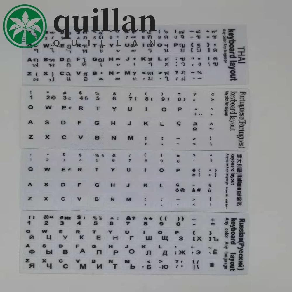 QUILLAN Teclado Adesivos Alfabeto Francês Layout Multi-Idioma Espanhol Inglês Russo Botão