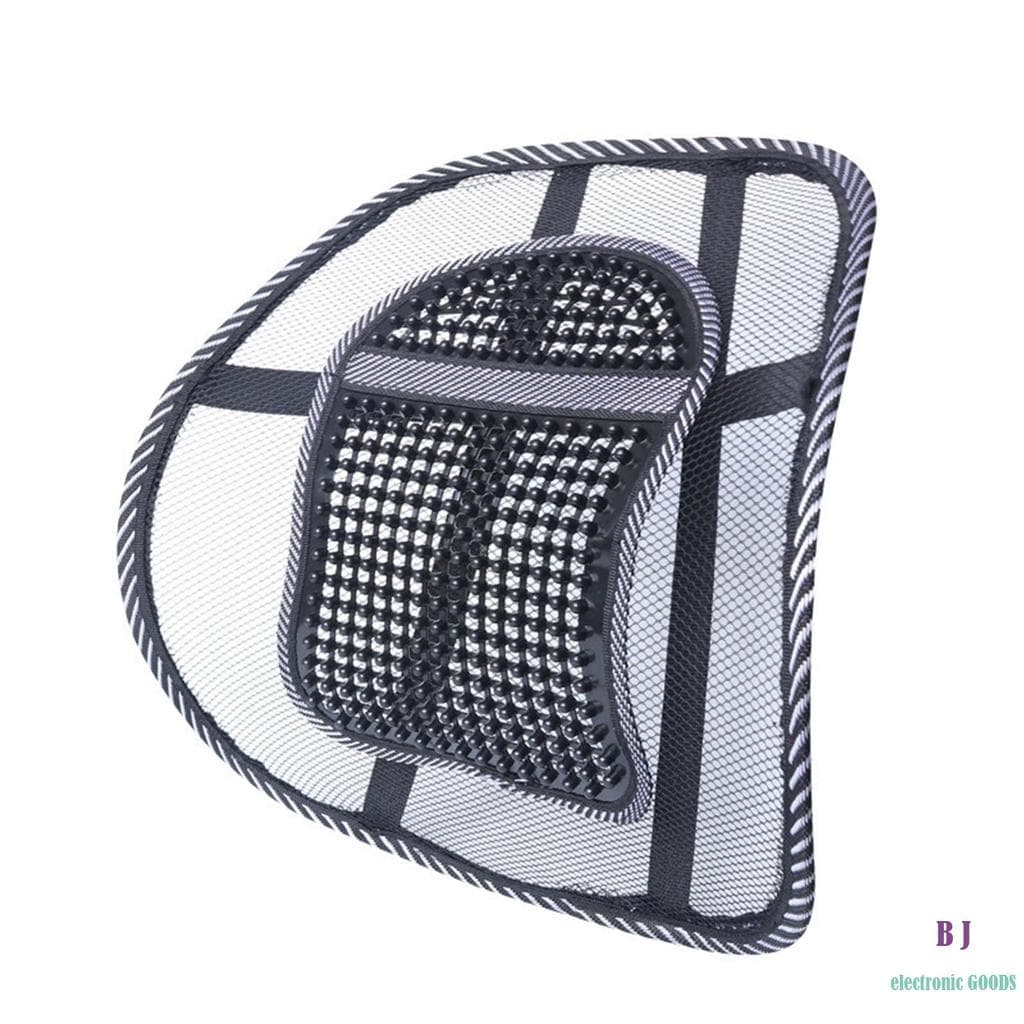 Almofada De Apoio Lombar De Malha Respirável Com Contas De Massagem Para Escritório Automotivo
