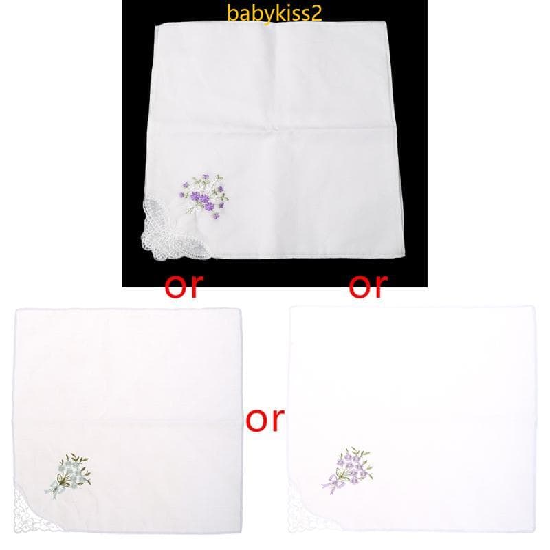 Bab 6 Peças Feminino Lenço Renda Bordado Floral