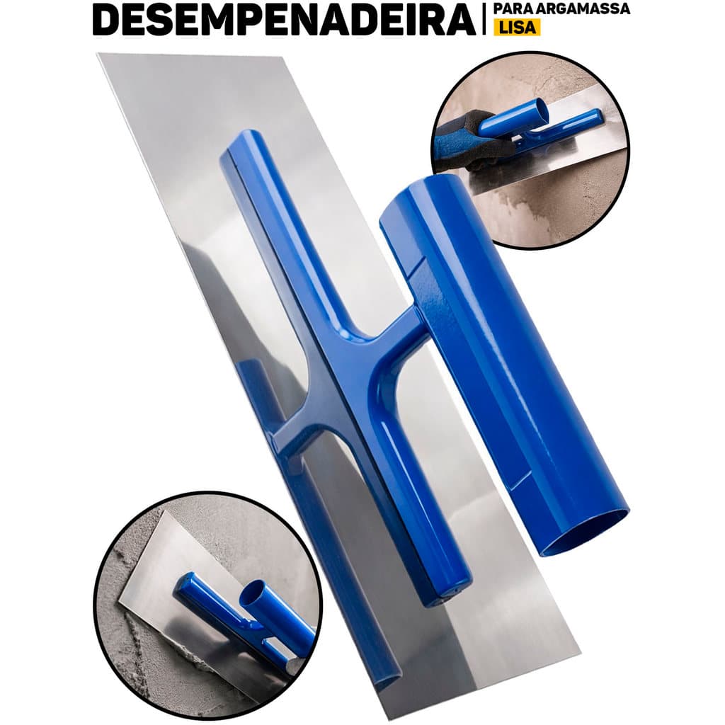 Desempenadeira Lisa P/ Argamassa Aço Inox 25cm Revestimento E Acabamento Profissional Obras Reformas