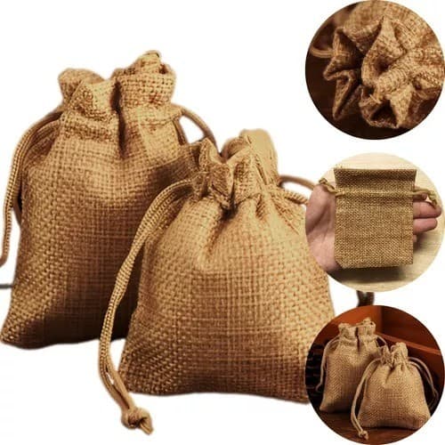 Kit 10/25/50/100 Saquinho Juta Saco Para Lembrancinhas Casamento Decoração Presente Aniversário Eventos Ocasiões Festas