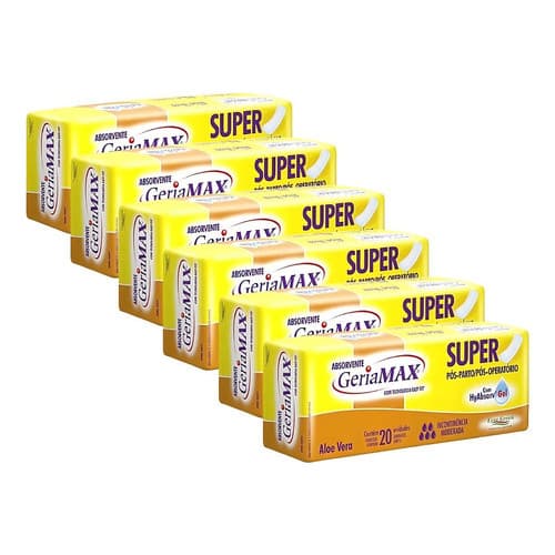 Kit 120 Absorventes Geriátrico Pós Parto Operatório Geriamax (6 Pacotes C/20 Un)