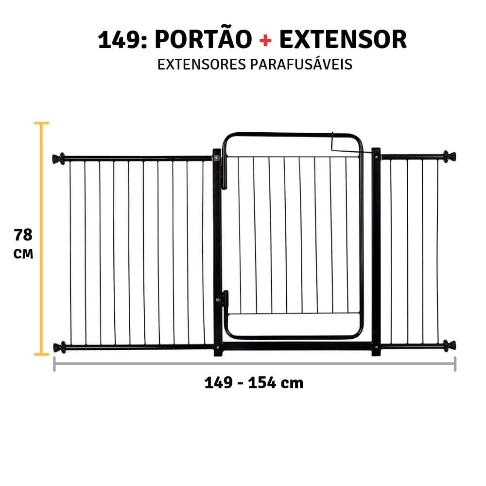 Grade De Porta Portão Proteção Cachorro Criança 149 A 154 Cm