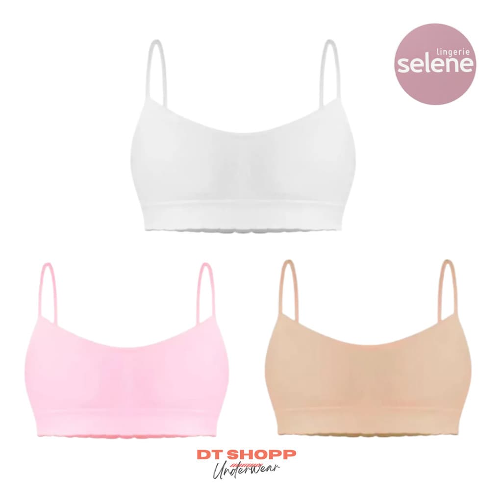 3 Soutiens Top Infantil Juvenil Selene Sem Costura Sem Bojo