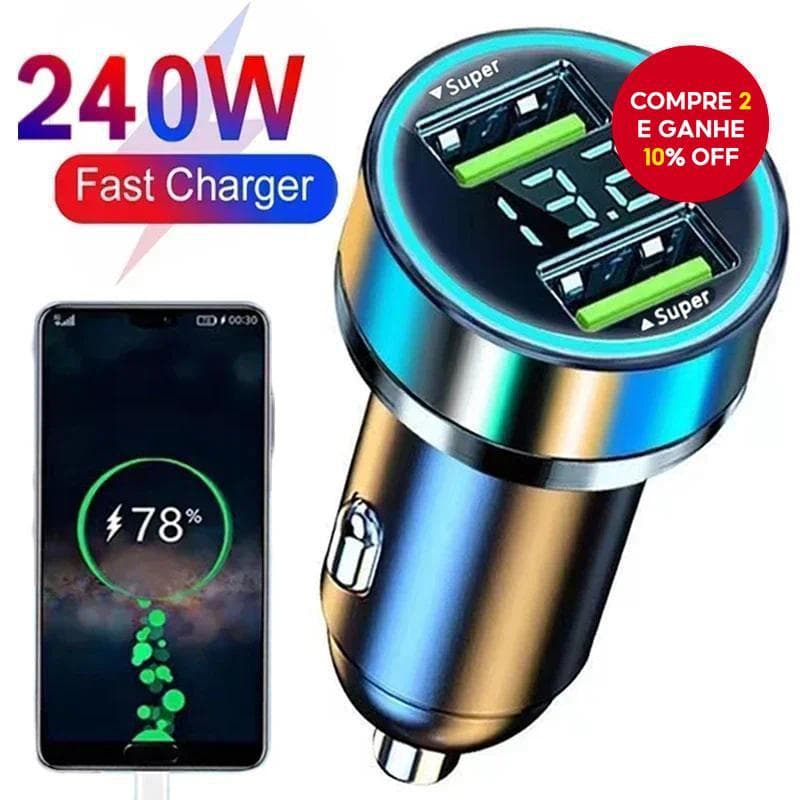 Carregador De Carro 27W Carregamento Rápido Adaptador De 2 Portas USB Para IPhone Samsung Xiaomi Carregadores De Com Dis