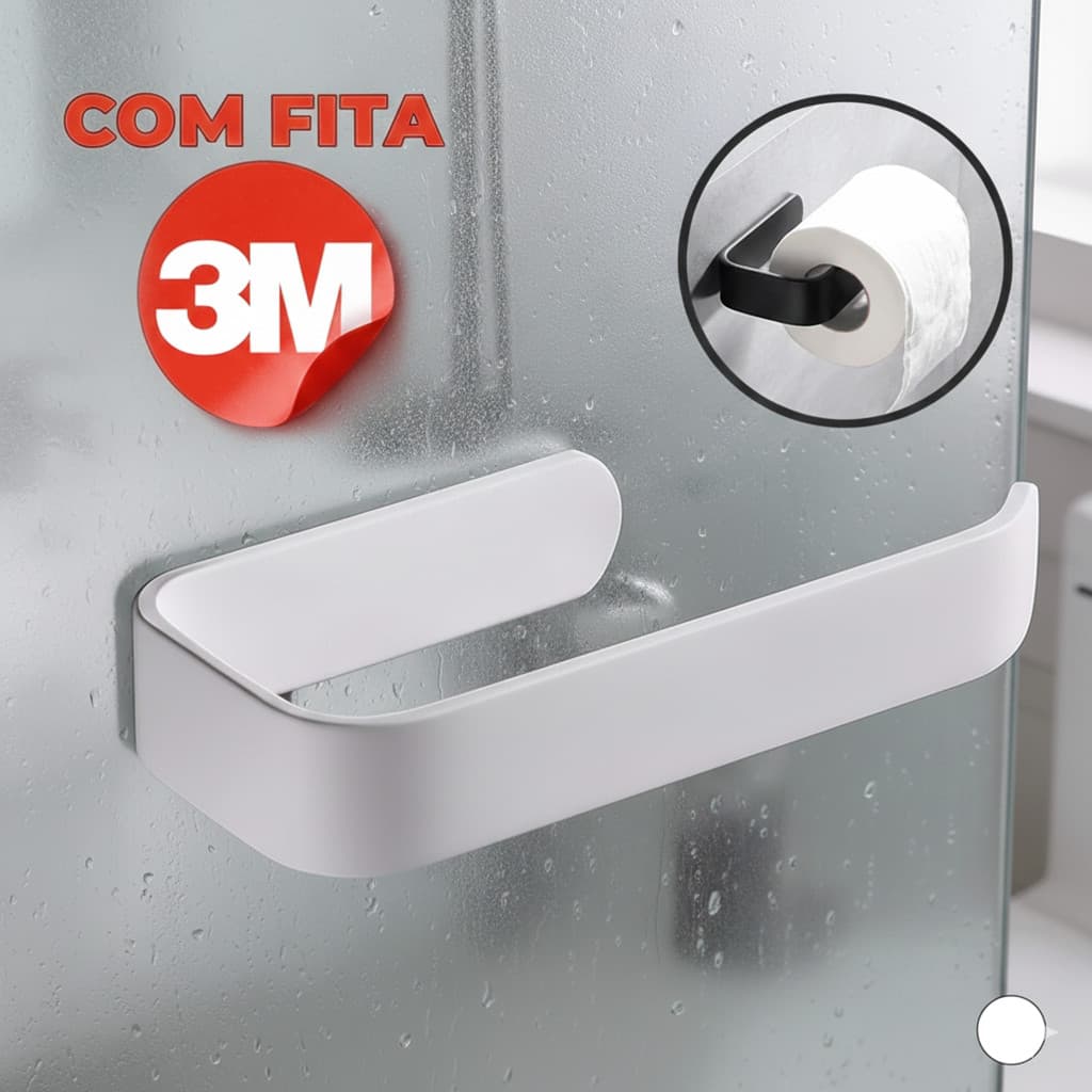 Porta Papel Higiênico Adesivo 3M Sem Furo Parede Banheiro Suporte Rolo Premium ou Gancho