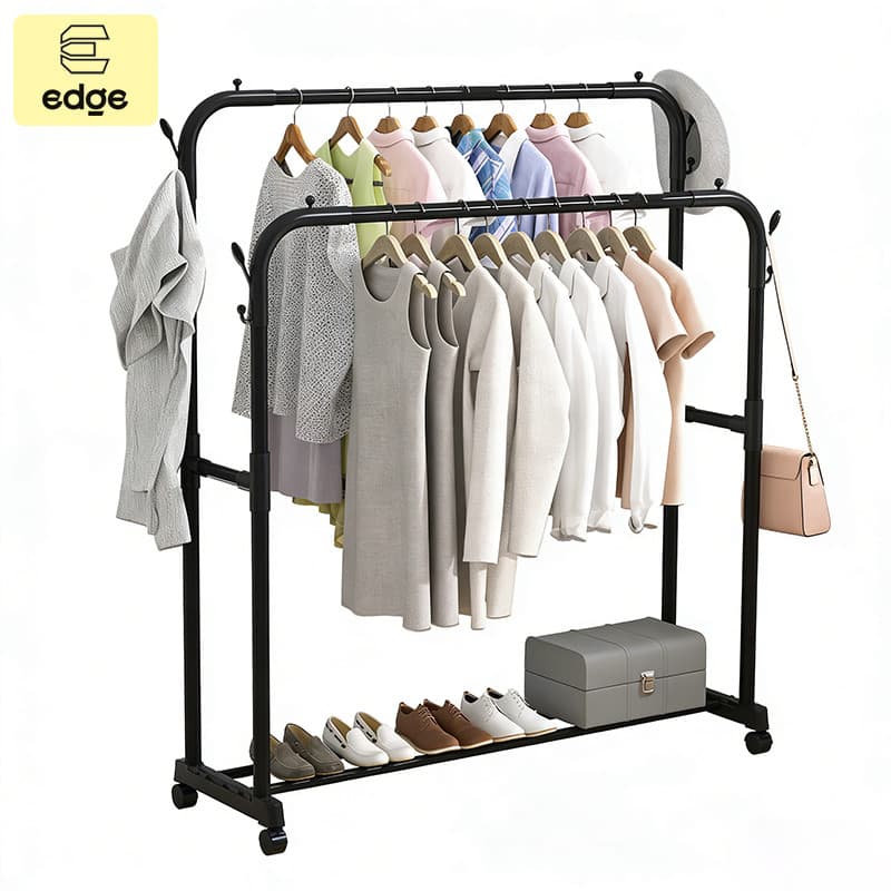 Arara De Roupas Cabideiro De Chão Organizadora Com Rodinha Sapateira Para Quarto