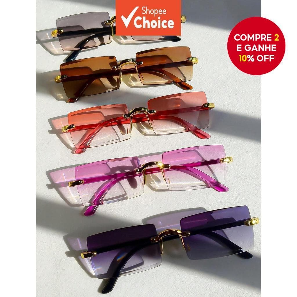 (Apenas Cinza) Óculos De Sol Gradientes Retangulares Sem Aro – Tons De Proteção UV Da Moda Para Festas E Viagens Ao Ar L