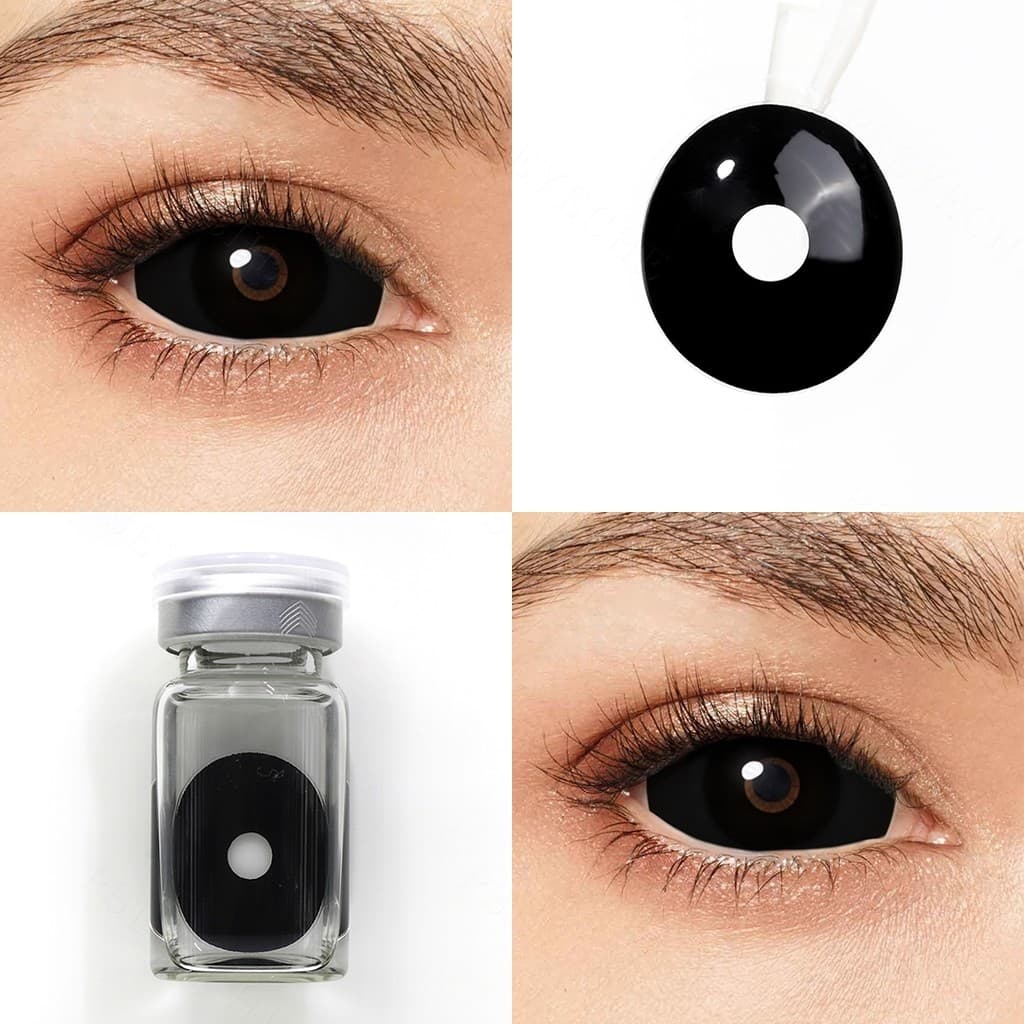 Pseyeche Lente Sclera 22mm Lentes De Contato Preta Cosplay Cosméticos Para Maquiagem Olhos Grandes 2 Pçs/Par
