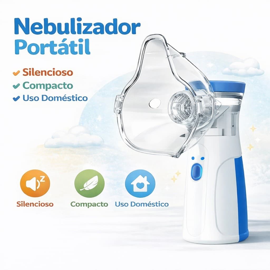 Nebulizador Portátil USB Silencioso Inalador com Máscaras Adulto Infantil
