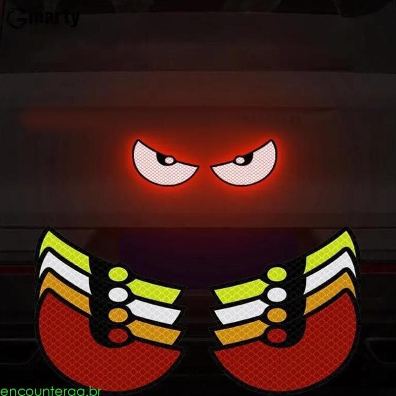 Encontrora 1 Par Acessórios Decorativos Para Motocicleta, Adesivo Refletor Olho Do Carro E