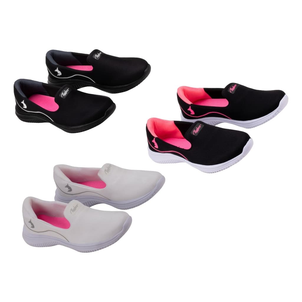 Kit 3 Sapatilhas Feminina Tênis Ortopédico Anatômico Slip On Macio Confortável Reforçado Solado Anatomico